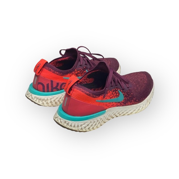 Nike ✔︎ Epic React Flyknit Running Shoes Sneakers ✔︎ Bordeaux Hyper Jade ✔︎ 7.5M - Picture 3 of 16